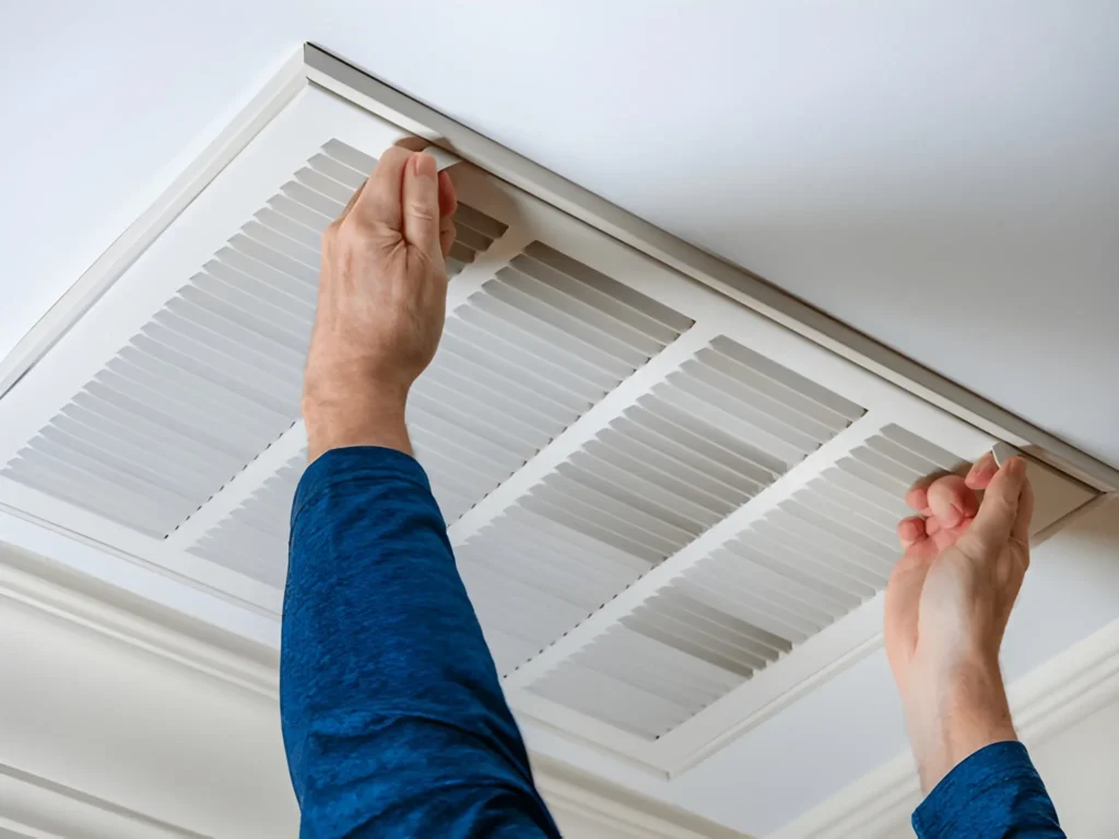 Professional Air Duct and Dryer Vent Cleaning in Denver performed inside a residential home by LEV Air Duct Cleaning INC