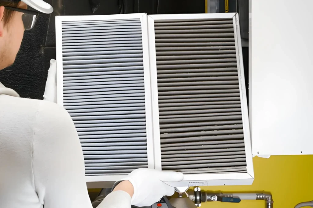 Technician performing Ductwork Cleaning Near Me service during a complete HVAC duct inspection.