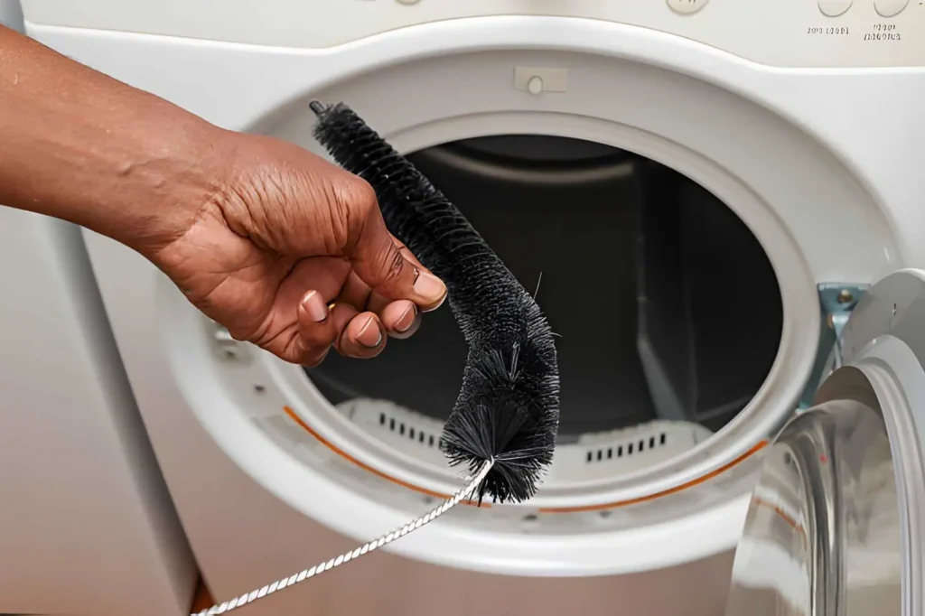 Technician performing Clothes Dryer Vent Cleaning to inspect and restore safe dryer airflow.