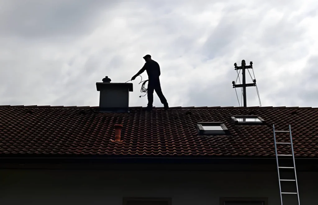 Detailed Chimney Sweep inspection checking the flue for buildup and safety concerns.