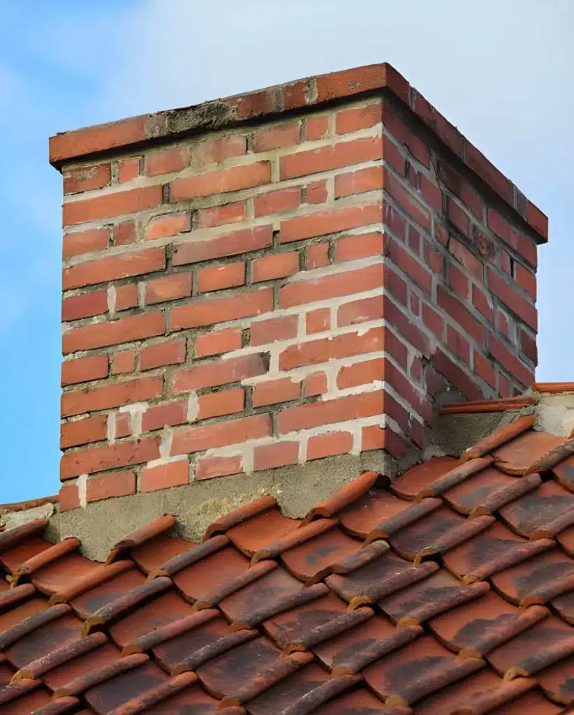 Technician performing Chimney Cleaning to remove soot and creosote safely